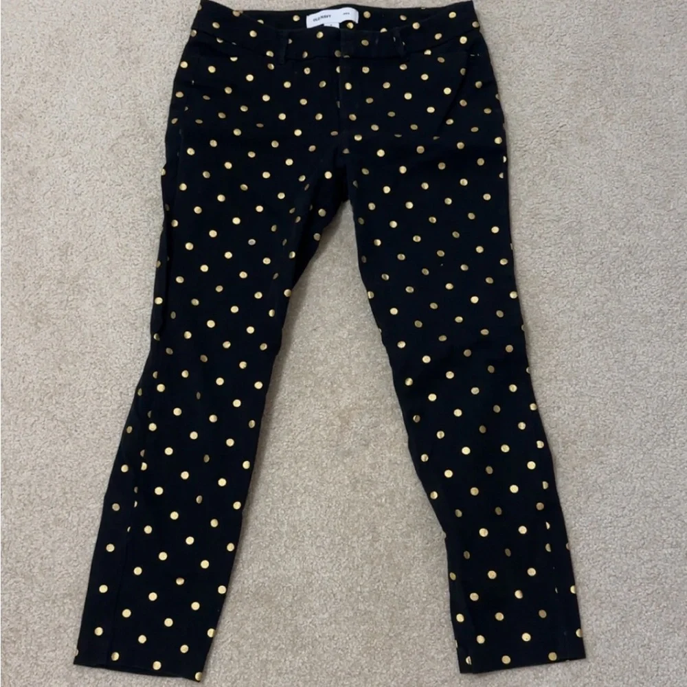 Old Navy Women’s Black Pixie Pants with Gold Dot Print - Picture 1 of 10